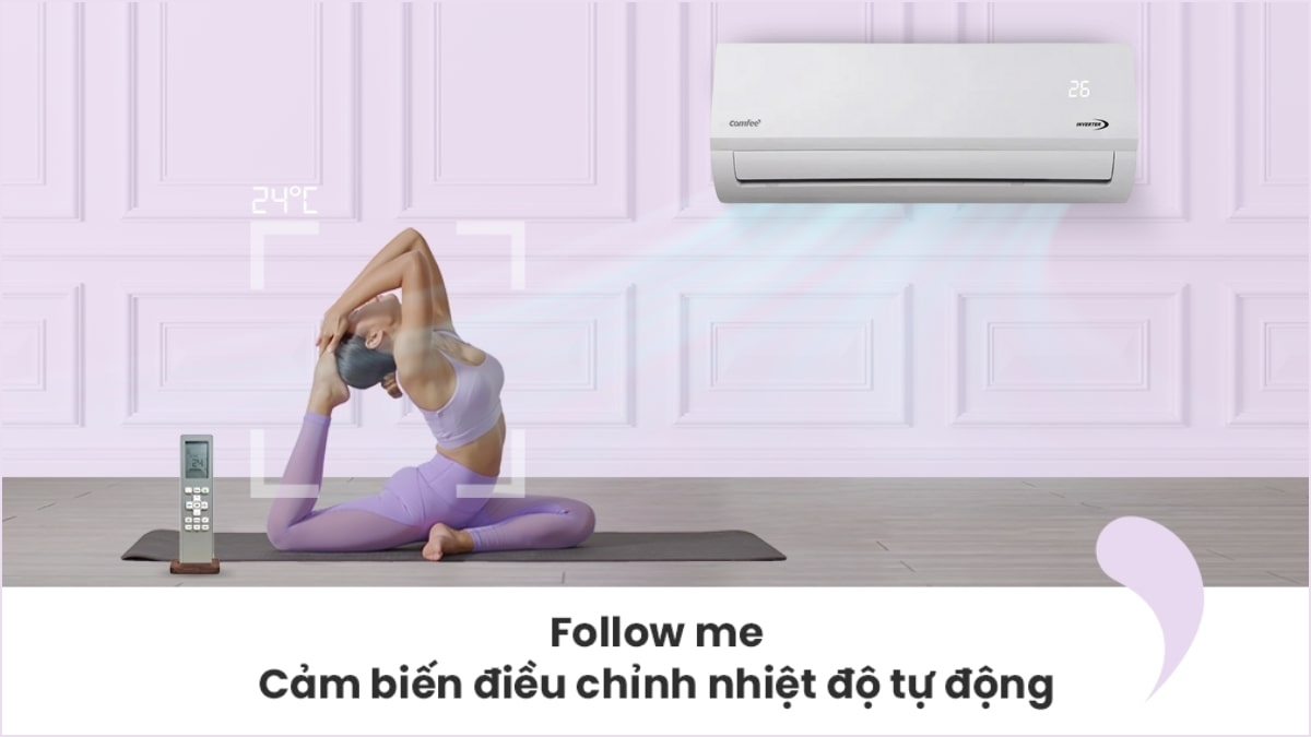 cam-bien-follow-me-tren-may-lanh-comfee-inverter-1_5-hp-cfs-13vaff-v Cảm biến Follow Me giúp duy trì nhiệt độ ở mức phòng phù hợp