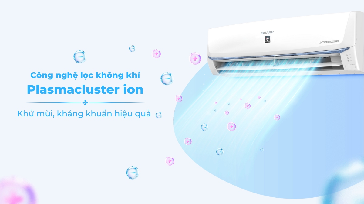 cong-nghe-loc-khi-plasmacluster-ion-tren-may-lanh-sharp-ah-xp18bsw Công nghệ Plasmacluster ion tinh lọc không khí hiệu quả
