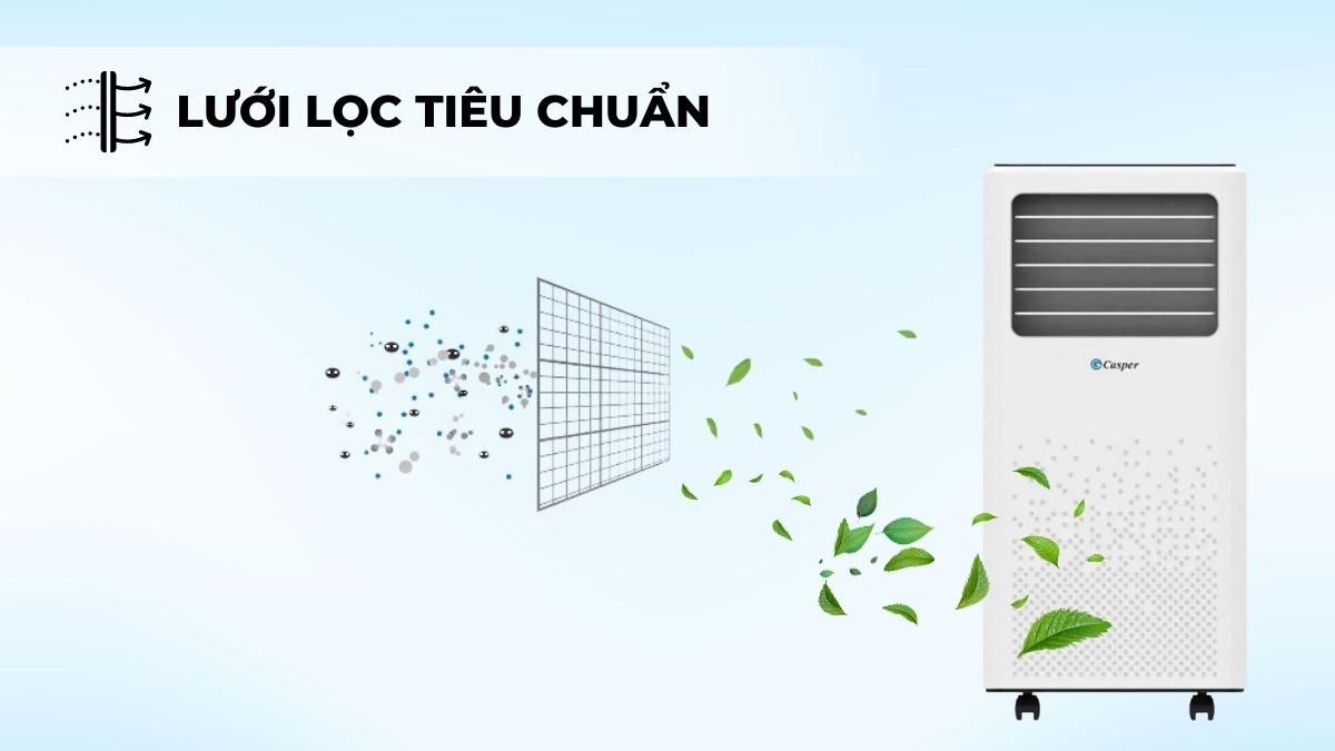 loc-bui-tieu-chuan-tren-dieu-hoa-di-dong-casper-pc-09tl33 Lưới lọc bụi tiêu chuẩn giúp không khí trong lành hơn